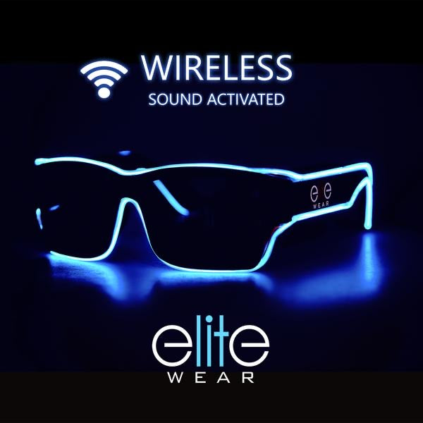 WIRELESS, BASS-ACTIVATED Light Up Glasses (Blue)